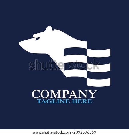 Modern polar bear flag logo. Vector illustration