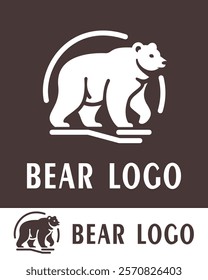 Modern polar bear logo design featuring a minimalist silhouette of a polar bear in motion