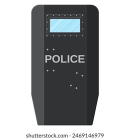 Modern police assault shield. Vector illustration in flat style