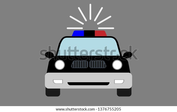 Modern Police Car Emoji Front View Stock Vector (Royalty Free) 1376755205