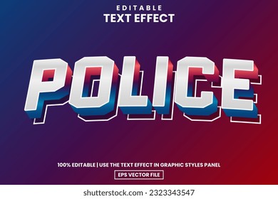 Modern police gradient editable text effect template, vector illustration