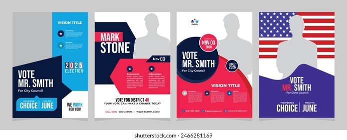 Modern political election vote flyer design template, creative layout vote campaign presidential election brochure cover leaflet vector layout design.