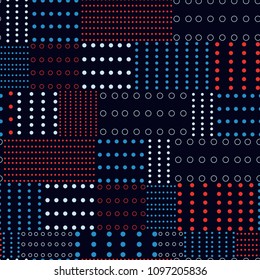 Modern polka dots mix pattern prints seamless vector for fashion fabric and all prints on navy blue background