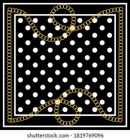 Modern polka dots pattern with chain backgrounds..Vector patch for print,fabric,scarf design.