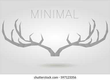 Modern polygon art gray moose's horn in minimal style. 
