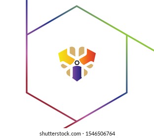 Modern polygon, hexagonal colorful abstract vector logo or element design. Best for identity and logotypes. Simple shape