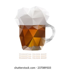 Modern polygon illustration of glass of beer, vector triangle design