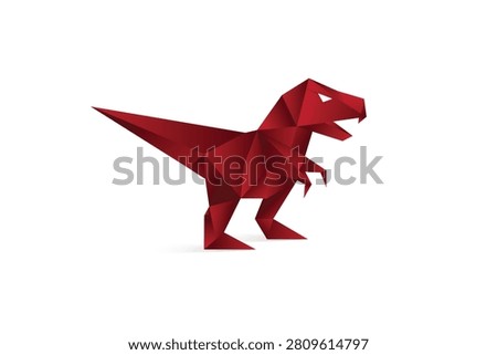Modern polygon rex dinosaur illustration set featuring three geometric vector designs in red, green, and orange color variations. Minimal polygonal style with clean angular shapes, suitable for branding concepts, posters, educational projects, gaming graphics, stickers, prints, and creative design applications.