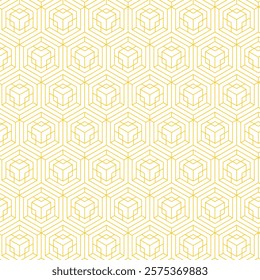 Modern Polygon Seamless Pattern Design. Gold Color Polygon Pattern Background. Seamless Geometric Pattern for for Textile Design, Stationery, Wrapping Papers, and Wallpapers.