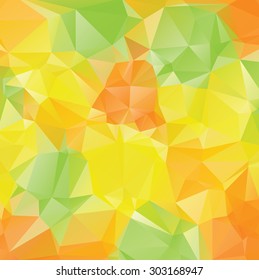 Modern polygonal background of green, yellow and orange colors.