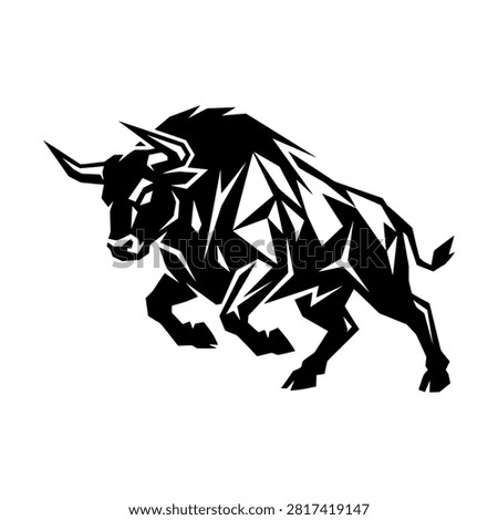 Modern polygonal bull graphic for tech finance and dynamic athletic logos.