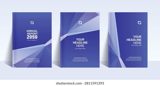 Modern Polygonal Corporate Annual Report Cover Template with Blue Geometric Shapes
