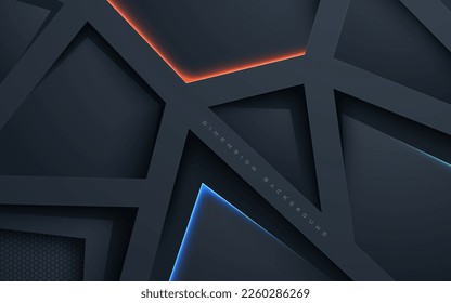 Fondo moderno de capas de dimensión poligonal con efecto de luz de color