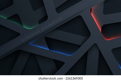 Modern polygonal dimension layers background with color light effect