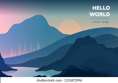 Modern polygonal landscape  with mountains. vector illustration. Modern design template for web-banner