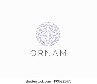 Modern Polygonal Logo Design. Linear Star ornament logotype.