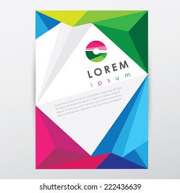 modern polygonal low poly style letterhead, brochure graphic design for business presentations