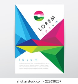 modern polygonal low poly style promotional material graphic design- multicolored brochure cover template