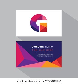 modern polygonal low poly style multicolor business card with letter g 