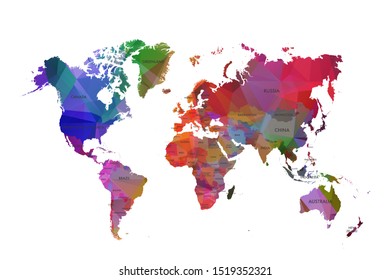 Modern polygonal map design. Low poly art 