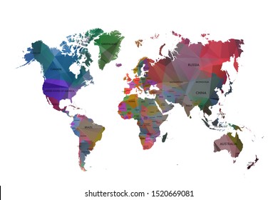 Modern polygonal map design. Low poly art 