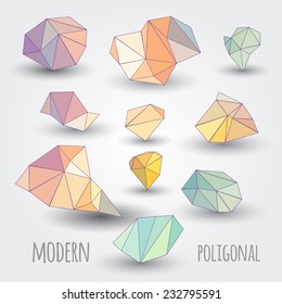 modern polygonal shapes abstract objects