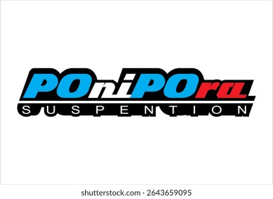 Vetor de logotipo de texto moderno PONIPORA, acessórios de design de nome de produto.