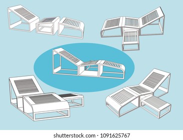 Modern Pool Chair, Vevtor & Illustration
