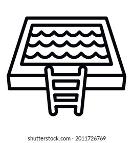 Modernes Schwimmbecken-Symbol. Umriss modernes Schwimmbad, Vektorsymbol für Webdesign einzeln auf weißem Hintergrund