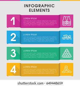 Modern pool infographic template. infographic design with pool icons includes billiards, waterslide. can be used for presentation, diagram, annual report, web design.