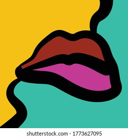 Modern Pop Art Abstract Lips, Kiss