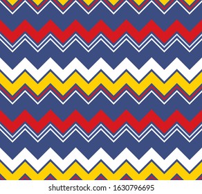 Modern pop art colors zig zag seamless pattern for Background, Cover, Banner, Poster, Flyer, Interior, Wrapping paper, Packaging, Wallpaper Design and other textile product.