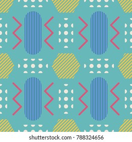 modern pop art geometric shape seamless pattern on green