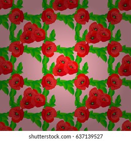 Modern poppy flower pattern with royal poppies. Colored orient pattern on a pink background. Seamless floral ornament.
