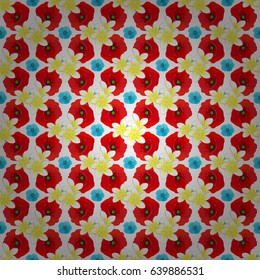 Modern poppy flower pattern with royal poppies. Colored orient pattern on a white background. Seamless floral ornament.