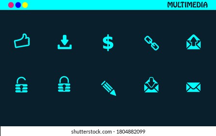 modernes beliebtes Multimedia-Icon-Set für die Vektor-Digital-Logo-Website Mobile App