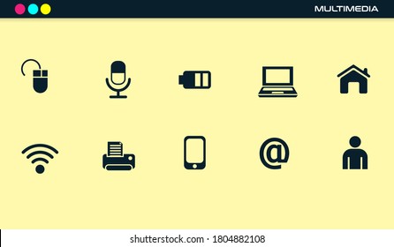 modern popular multimedia icon set for vector digital logo website mobile app