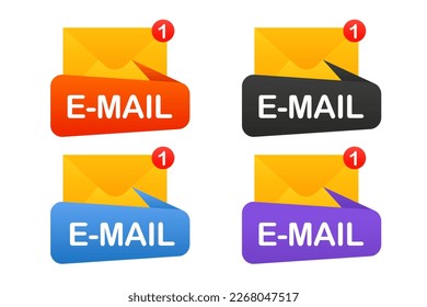 Modernes Pop-Up-Anmeldeformular für Ihre Website und Ihren Blog. E-Mail-Button. E-Mail-Vorlage mit Umschlag festlegen. Verschiedene Hintergründe. Neue Nachricht. Vektorgrafik