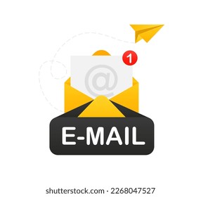 A modern pop-up subscription form for your website and blog. Subscribe button. Set an email template with an envelope. New message. Envelope, email, sign, open letter. Vector illustration