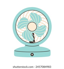 Modern portable fan. Table fan, hand fan. Mini electric fan. Vector illustration in flat style