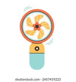 Modern portable fan. Table fan, hand fan. Mini electric fan. Vector illustration in flat style