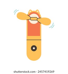 Modern portable fan. Table fan, hand fan. Mini electric fan. Vector illustration in flat style