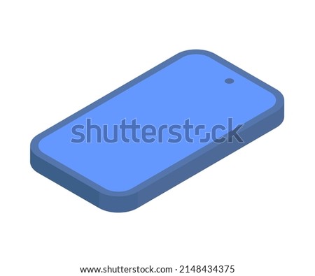 Modern portable smartphone copyspace display internet browsing online communication isometric 3d icon vector illustration. Electronic mobile phone device call remotely global connection empty screen
