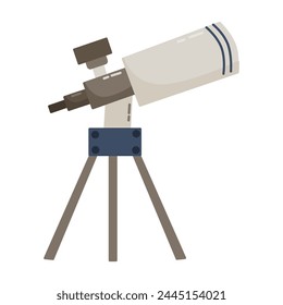 Modern portable three legged telescopes.Vector optical device to explore, discover galaxy, cosmos, space. Telescope doodle illustration