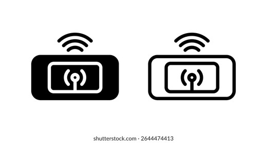Ícone moderno do roteador WiFi portátil para conectividade com a Internet, pontos de conexão e redes sem fio. Essencial para viagens, mobilidade e temas de tecnologia.