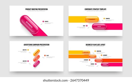 Moderno Portfólio 1 2 3 4 Etapa Diagrama Apresentação Conjunto de Modelos. Desempenho de Marketing Um Dois Três Quatro Elementos Infográfico Slide Layout Vetor Ilustração Coleção.