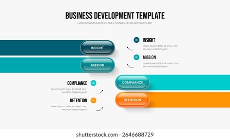 Modern Portfolio 4 Option Diagram Slideshow Template. Marketing Profile Presentation Layout Vector Illustration. Corporate Solution Four Element Infographic Frame Design.