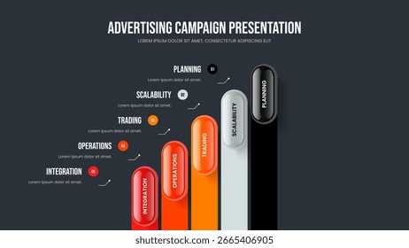 Ilustração moderna do vetor do modelo da apresentação do portfólio. Introdução ao Negócio Cinco Elementos Infográfico Slideshow Layout. Design do slide do diagrama de opção de crescimento empresarial 5.