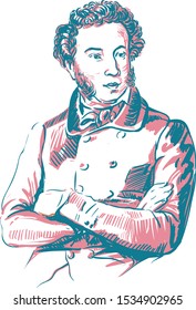 Modern portrait of great Russian poet Alexander Pushkin