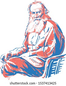 Modern portrait of great Russian writer Leo Tolstoy